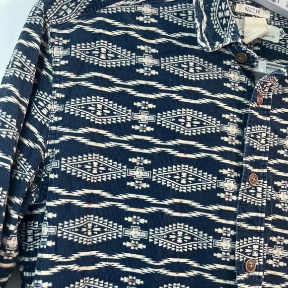 H&M L.O.G.G. Regular Fit Corduroy Aztec Tribal‎ Button Down Shirt Mens M - Picture 11 of 12